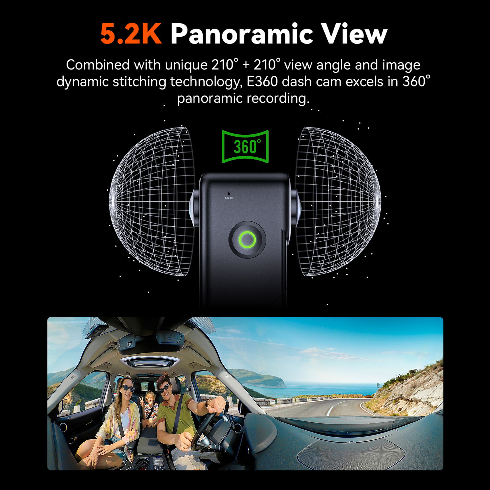 Vantrue E360 Dashcam 360° 5.2K - Panoramic Dash Cam 360 review and price