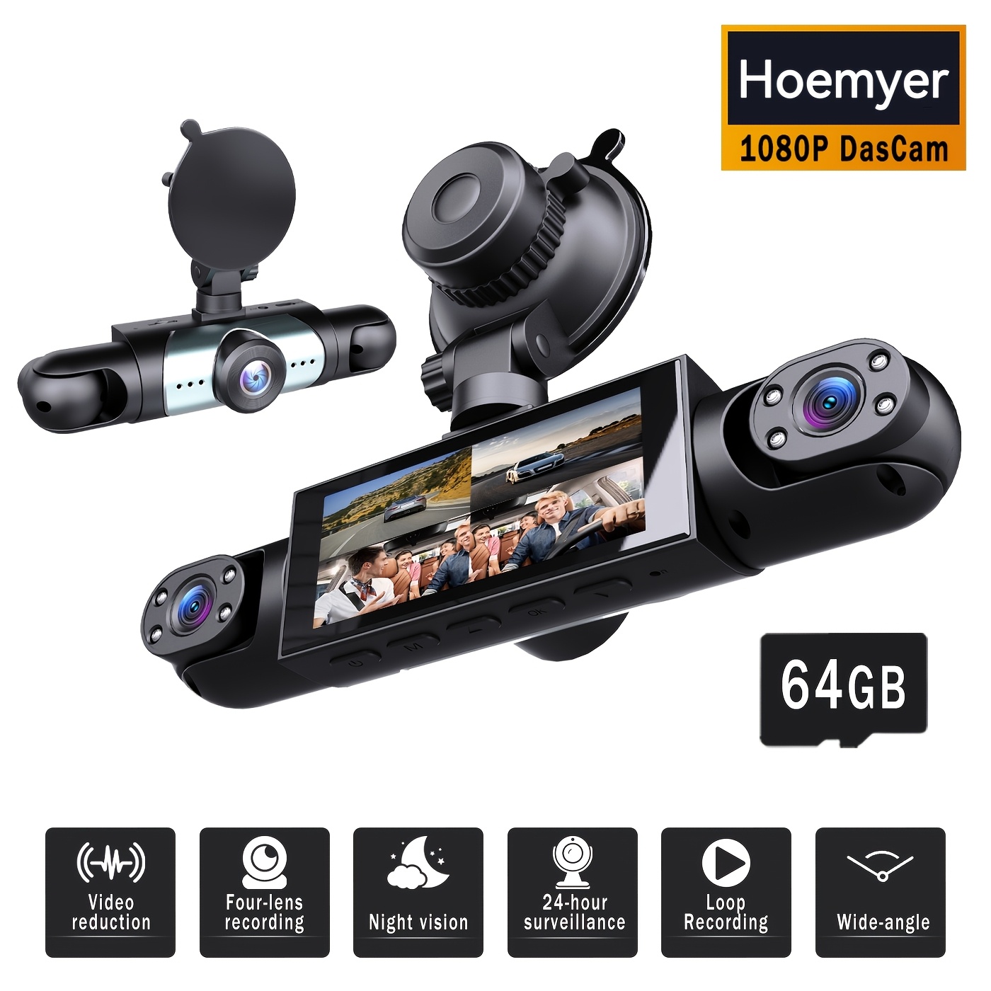 BCUOZ 360° Panoramic 3/4-chann - Panoramic Dash Cam 360 review and price