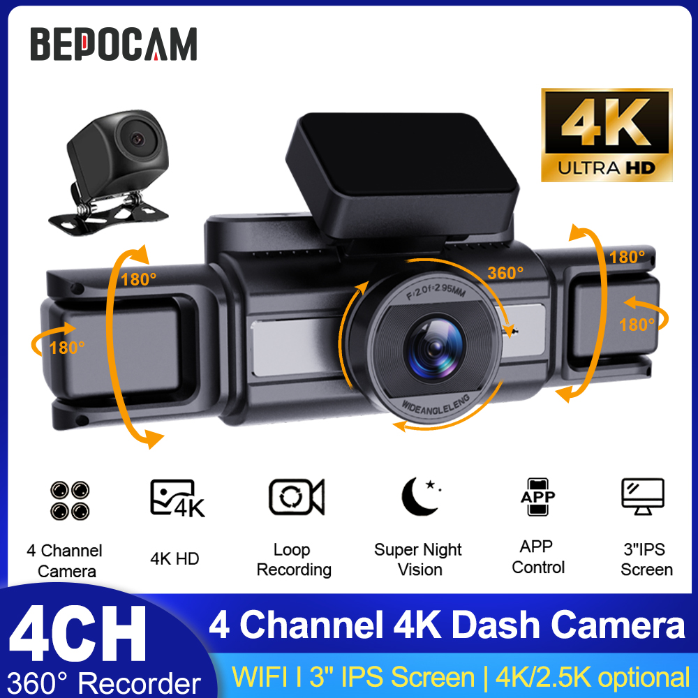 BEPOCAM 4CH 4K Dash Camera for - Panoramic Dash Cam 360 review and price