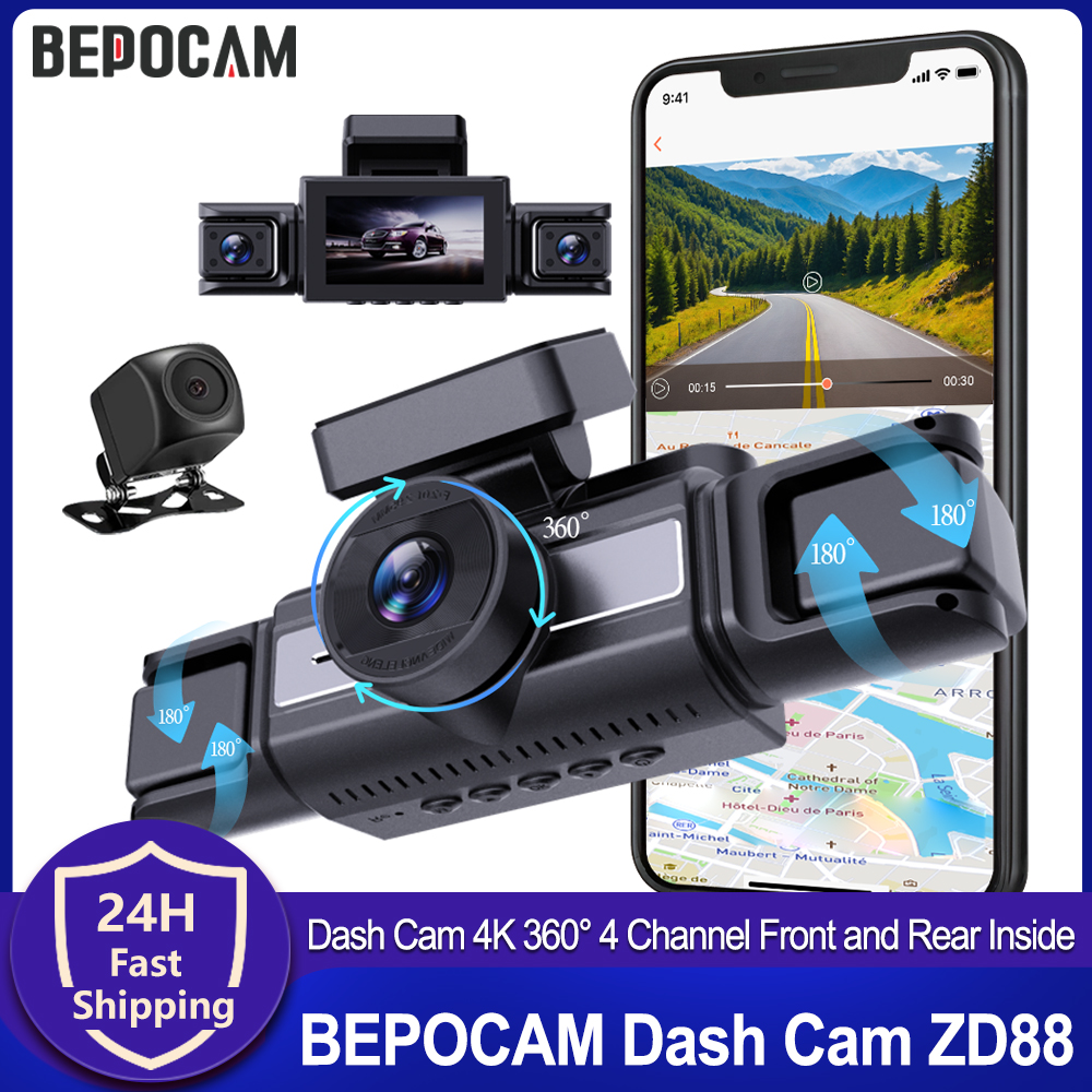 BEPOCAM 4K Dash Cam 4 Channel  - Panoramic Dash Cam 360 review and price