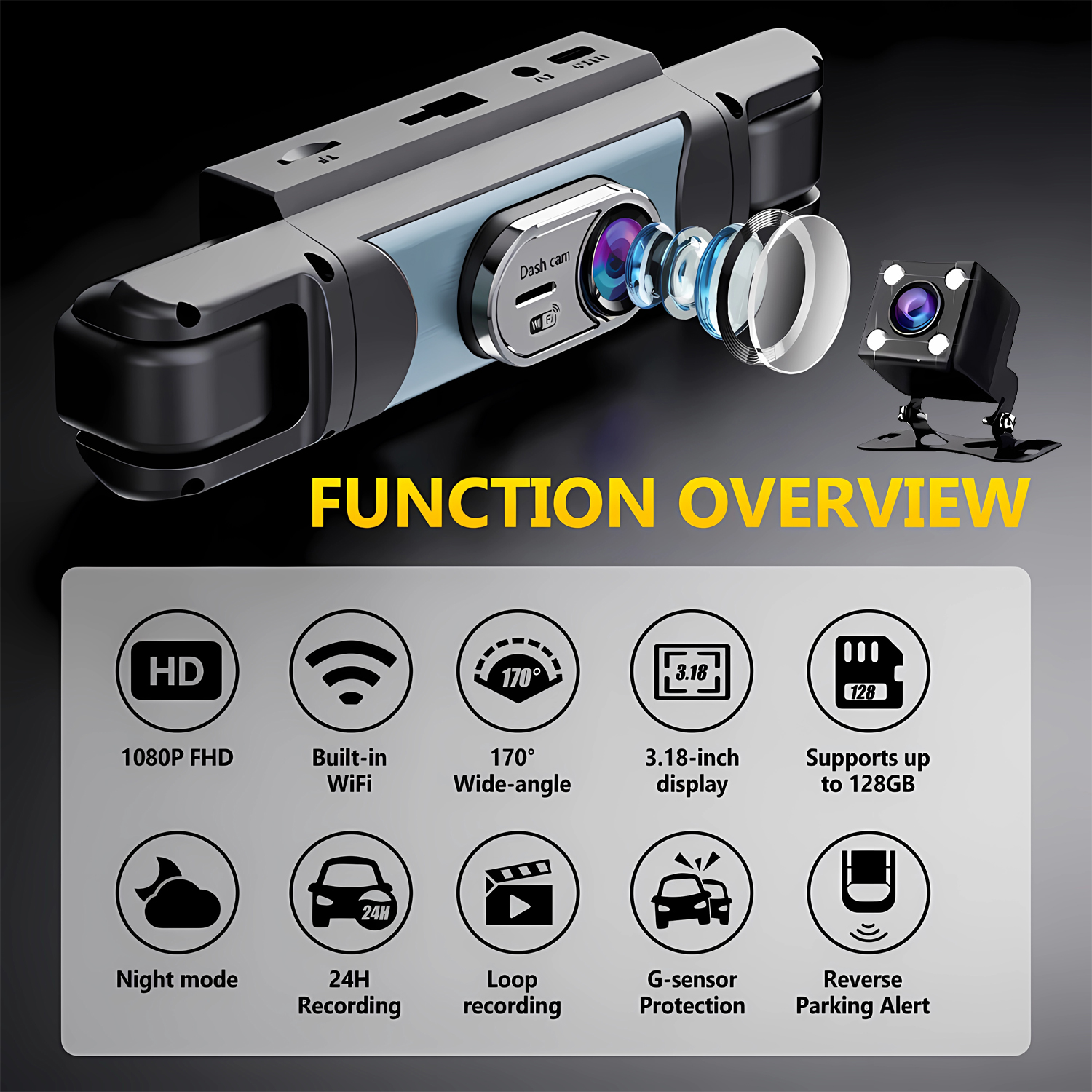 4 Channel UHD 1080P Car DVR 4- - Panoramic Dash Cam 360 review and price